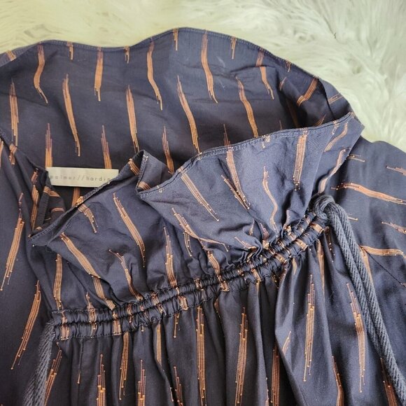 Palmer Harding Women's Blue Linen Striped Courage Midi Dress Size 8 Lagenlook - Picture 12 of 16
